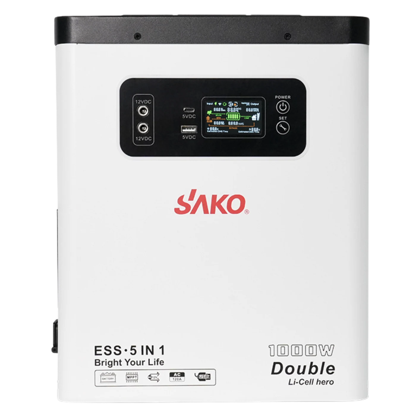 SAKO Alpha-W-ESS 1000W / 2kWh - Front View
